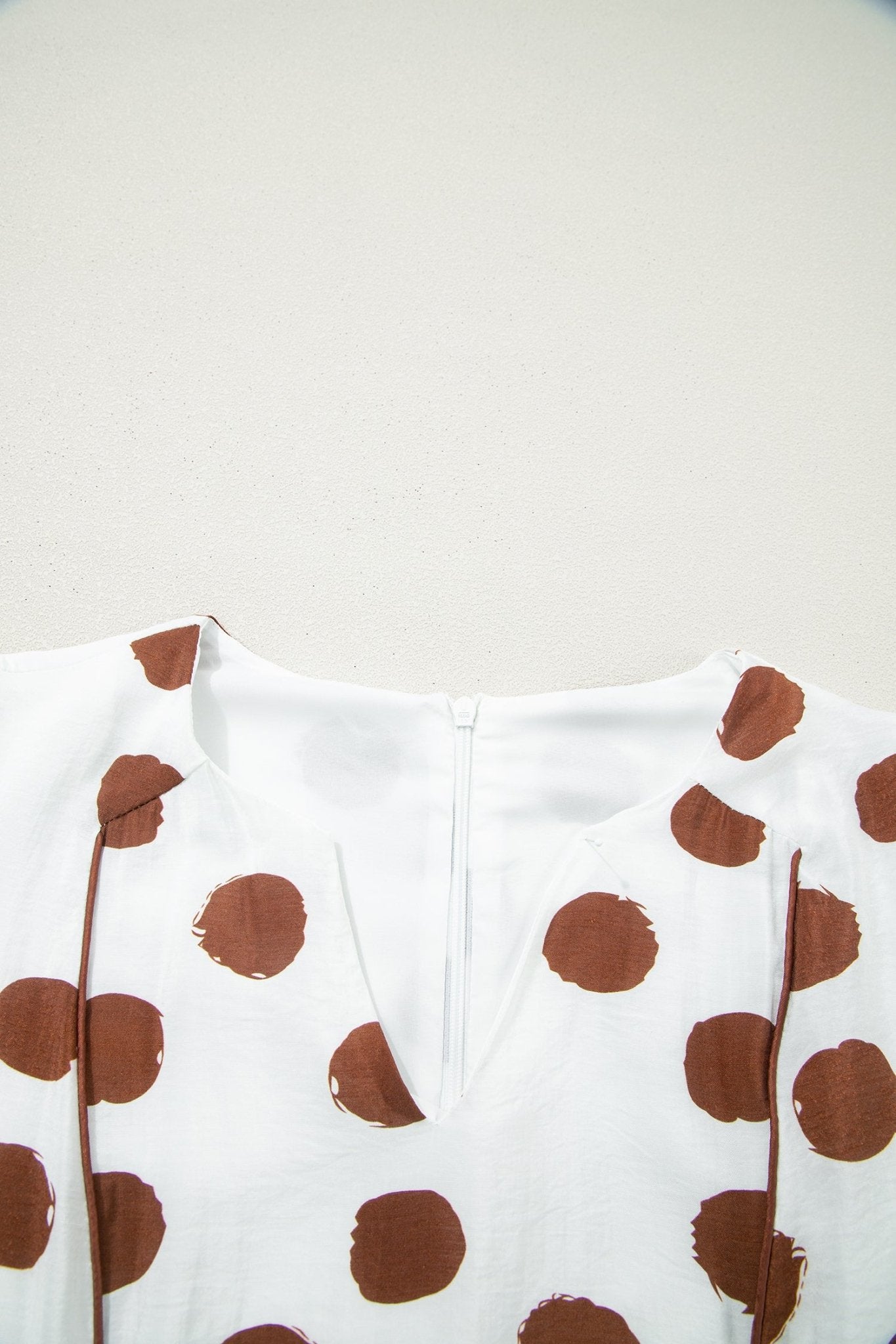 White Polka Dot Printed V Neck Short Sleeve Tie Waist Midi Dress - Crowned Energy CO.