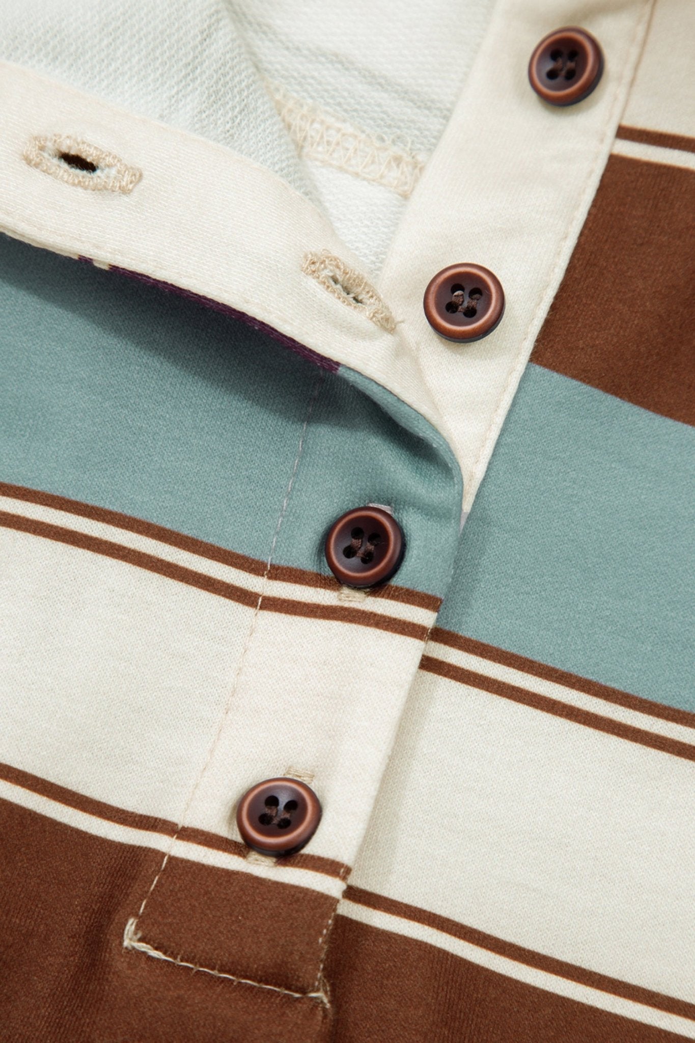 White Stripe Button Polo Collar Tee Drawstring Elastic Waist Patchwork 2pcs Short Set - Crowned Energy CO.