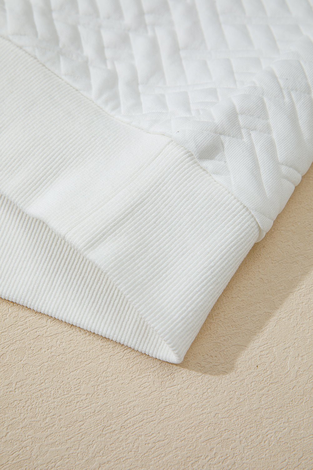 Crowned Energy CO. White / S / 95%Polyester+5%Elastane Dear-Lover Dropshipping Tops/Sweatshirts & Hoodies White Textured Pocketed Collared V Neck Pullover Sweatshirt