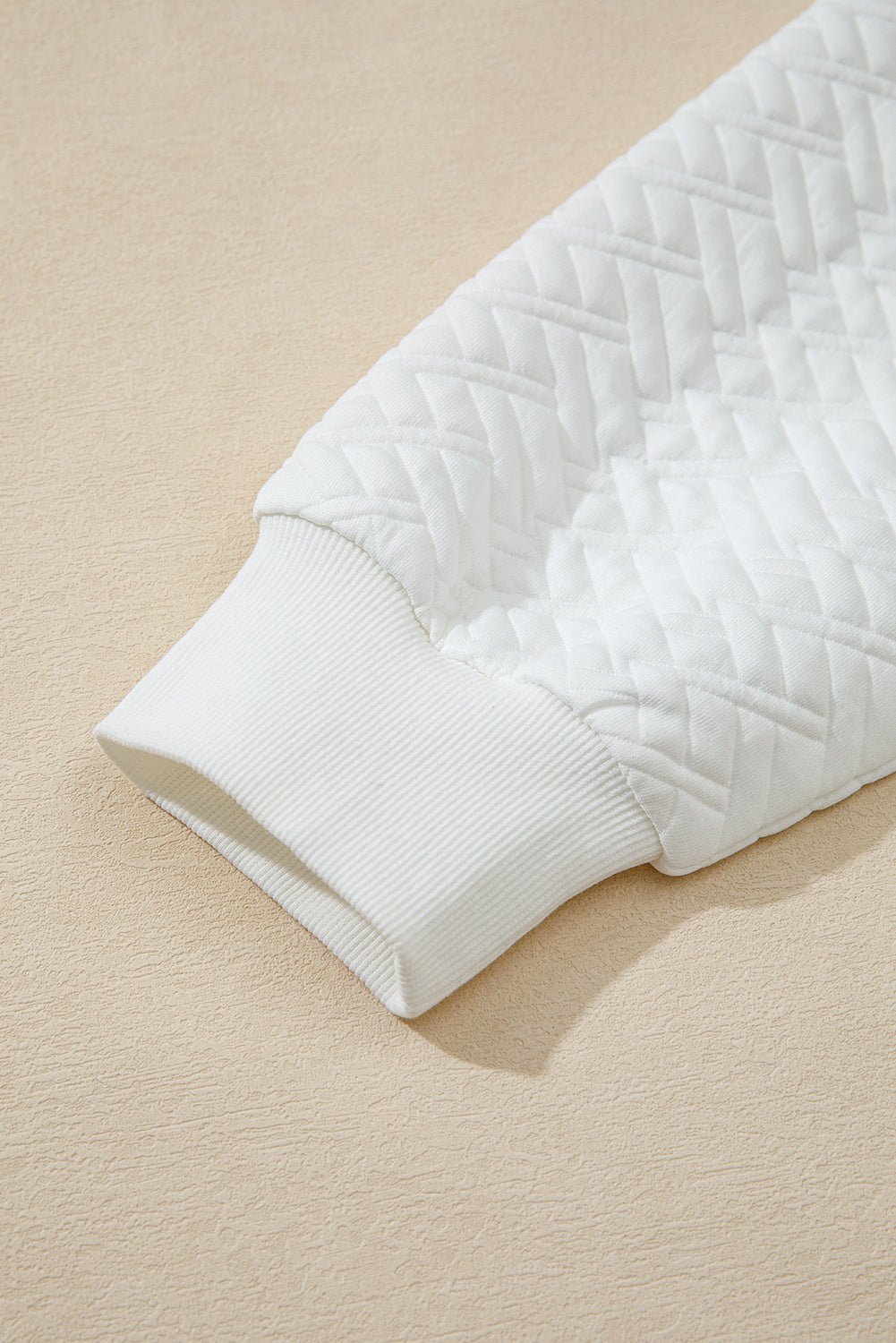 Crowned Energy CO. White / S / 95%Polyester+5%Elastane Dear-Lover Dropshipping Tops/Sweatshirts & Hoodies White Textured Pocketed Collared V Neck Pullover Sweatshirt