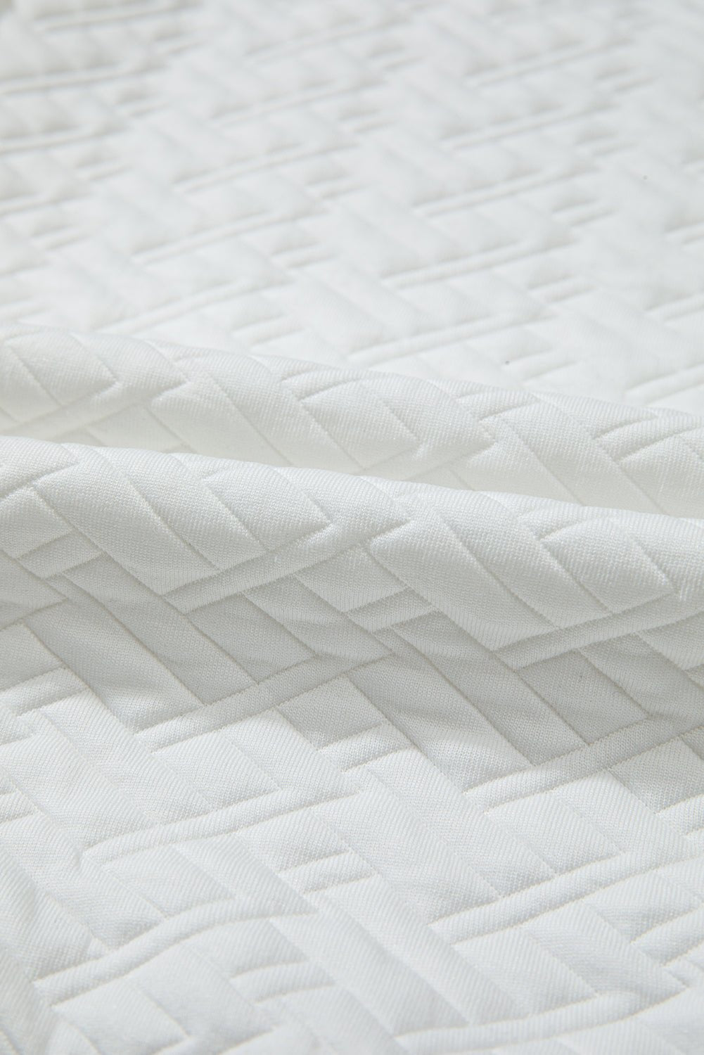 Crowned Energy CO. White / S / 95%Polyester+5%Elastane Dear-Lover Dropshipping Tops/Sweatshirts & Hoodies White Textured Pocketed Collared V Neck Pullover Sweatshirt