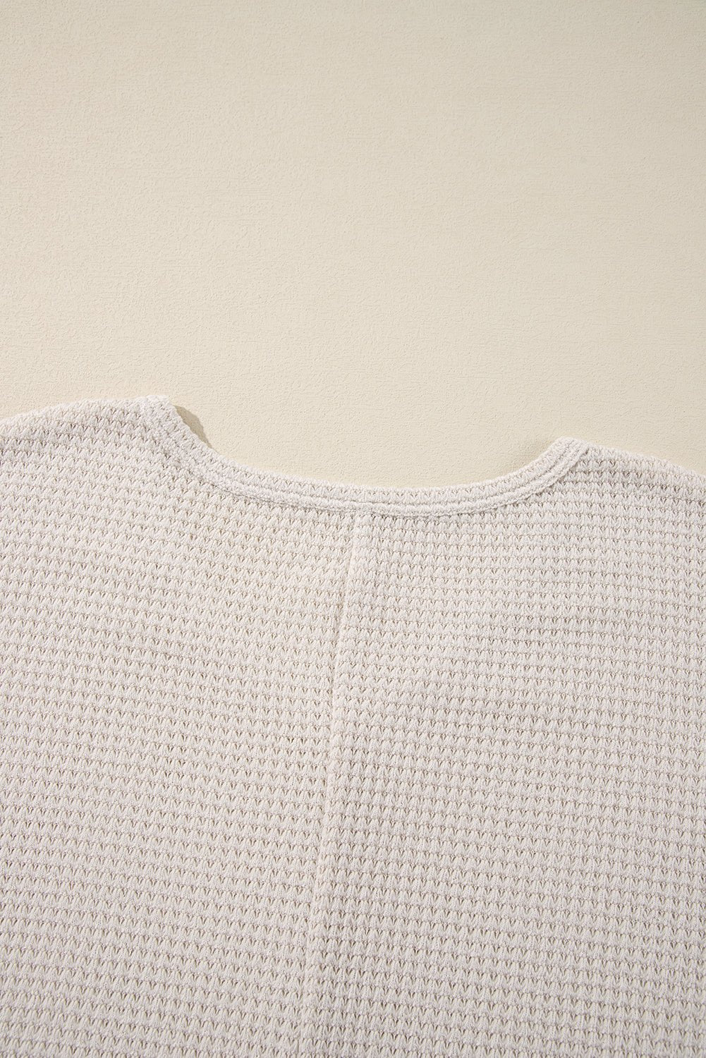 Crowned Energy CO. White / S / 65%Polyester+30%Viscose+5%Elastane Dear-Lover Dropshipping Tops/Long Sleeve Tops White Waffle Knit Side Slits Loose Fit V Neck Top