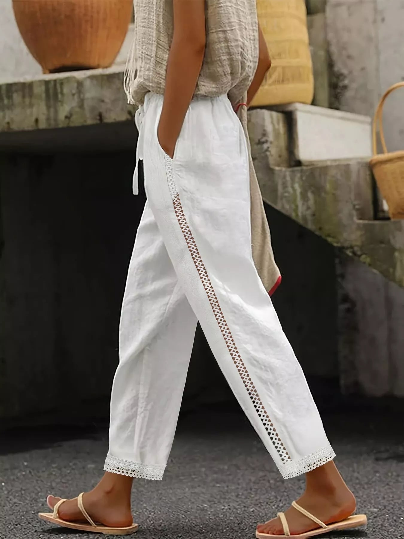 Wide Leg Cropped Pants - Crowned Energy CO.