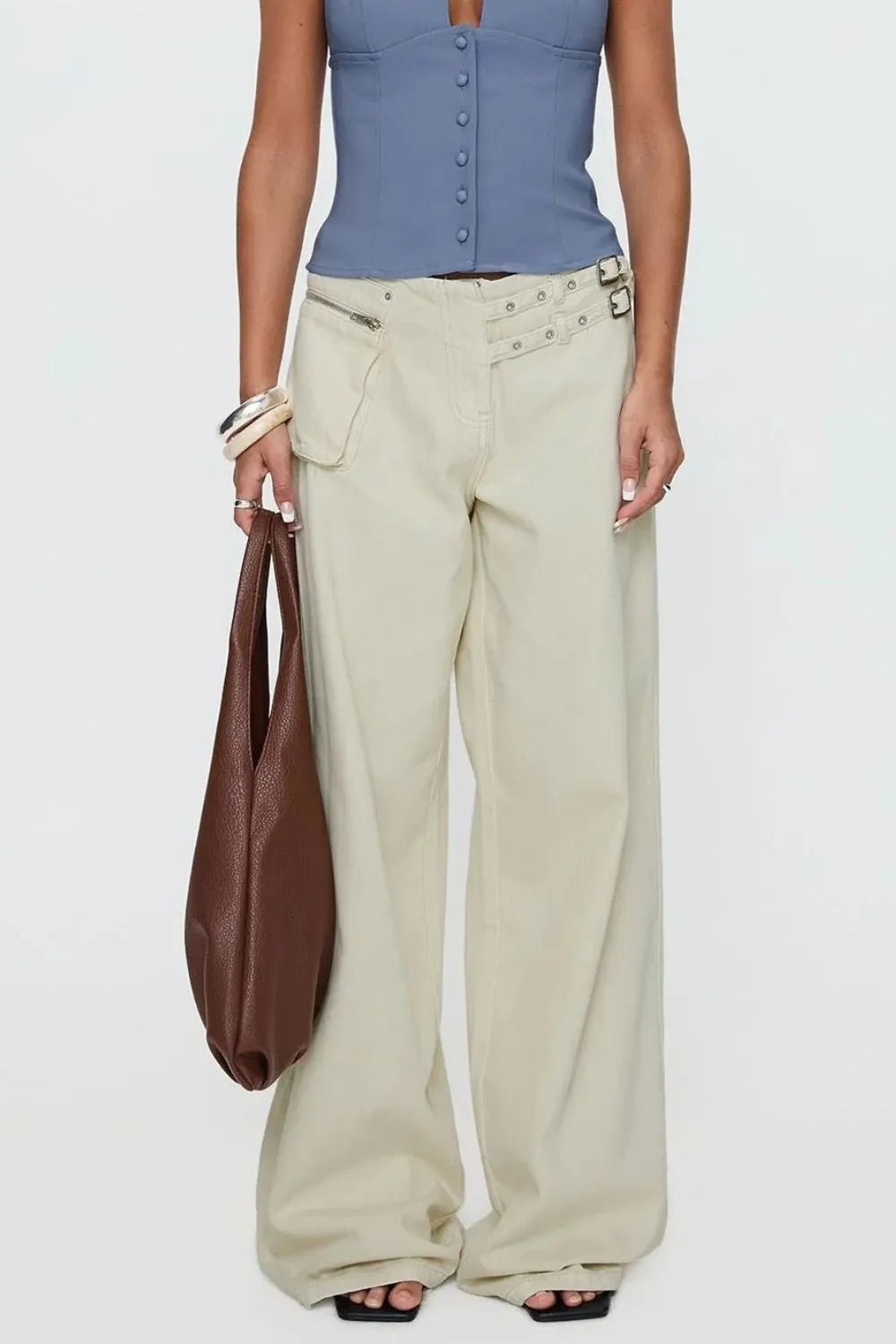 Wide Leg Jeans with Pockets - Crowned Energy CO.