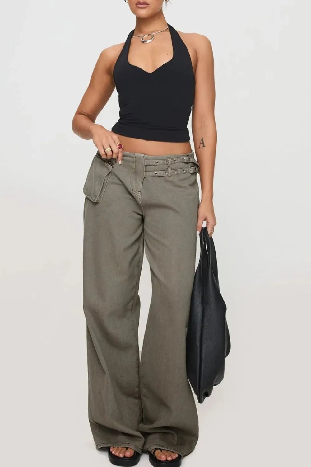 Wide Leg Jeans with Pockets - Crowned Energy CO.