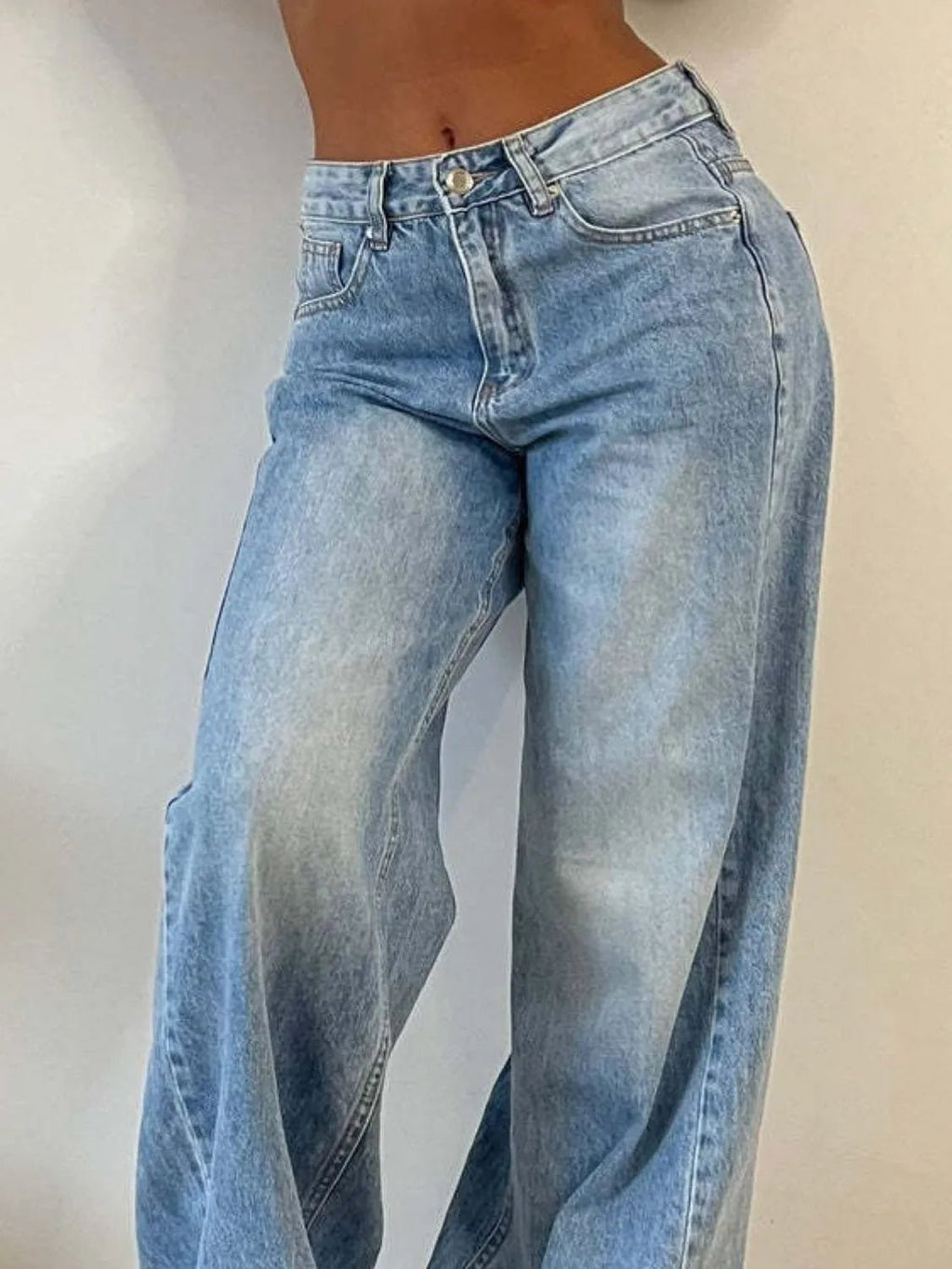 Wide Leg Jeans with Pockets - Crowned Energy CO.