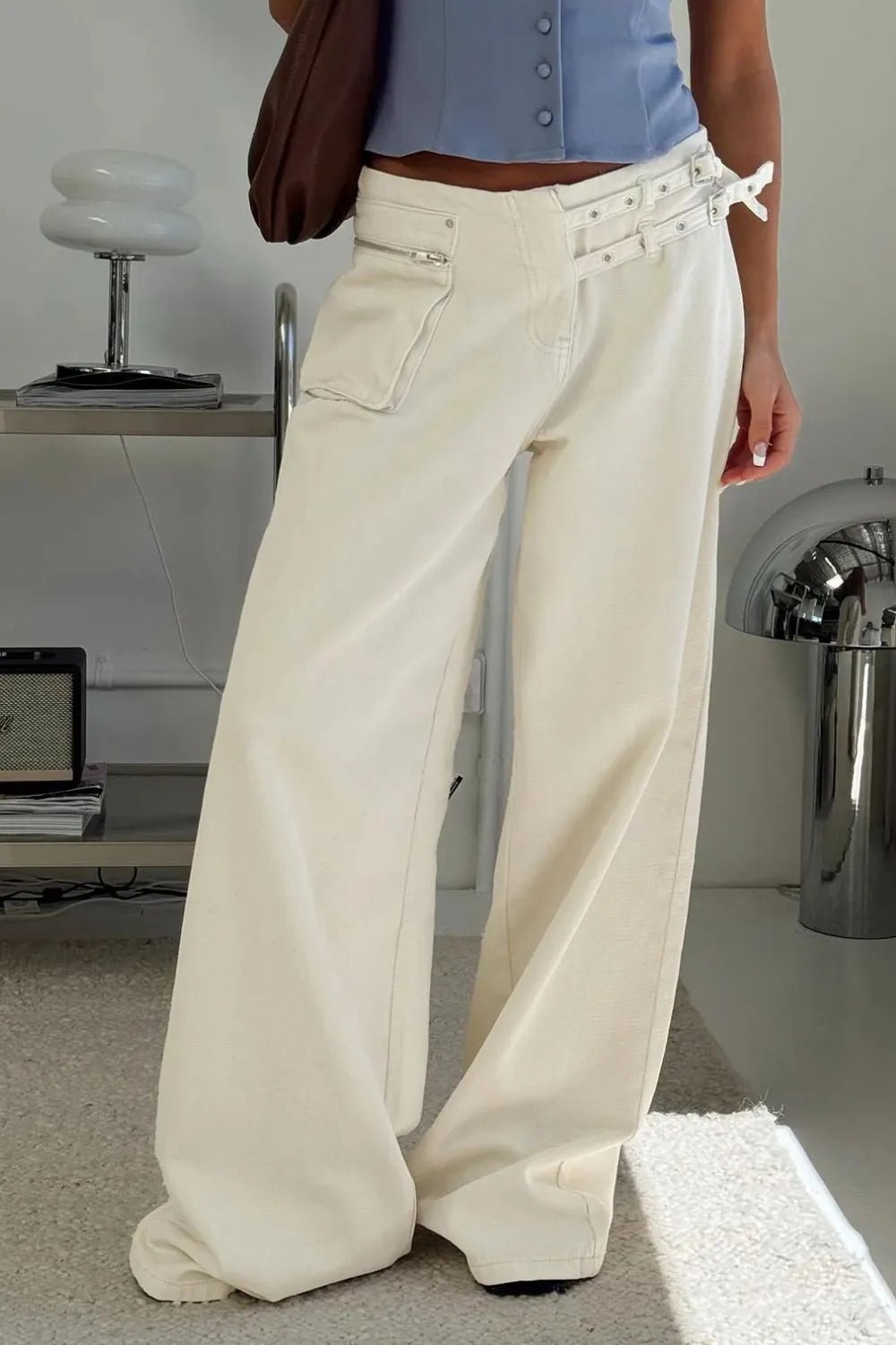 Wide Leg Jeans with Pockets - Crowned Energy CO.