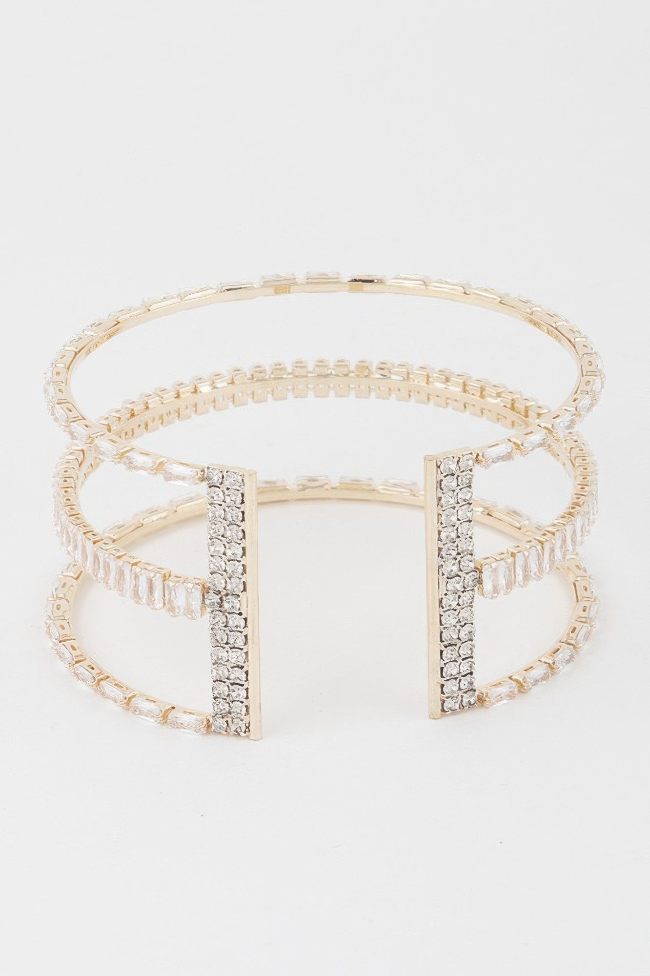 Wide Triple Crystal Cuff Bracelet - Crowned Energy CO.