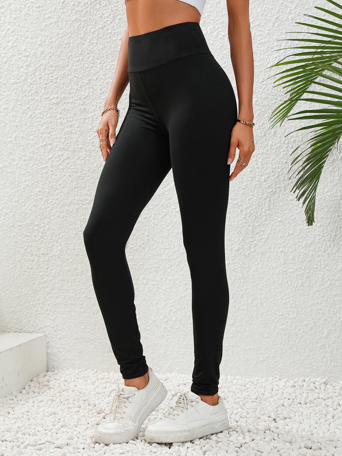 Crowned Energy CO. Black / S Trendsi Activewear/Yoga Pants Wide Waistband Leggings