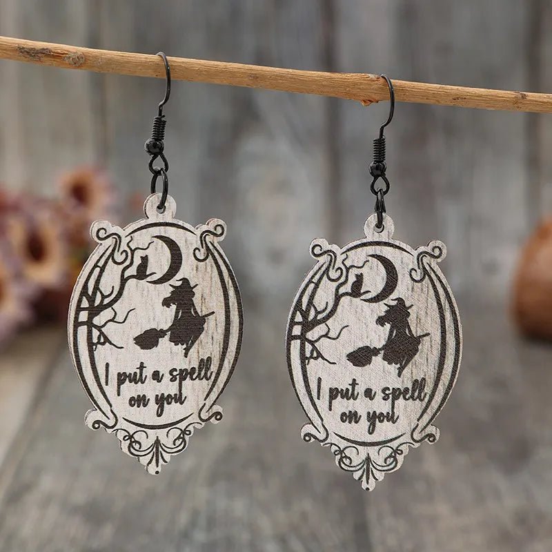 Crowned Energy CO. Black / One Size Trendsi EARINGS Witch Wooden Dangle Earrings