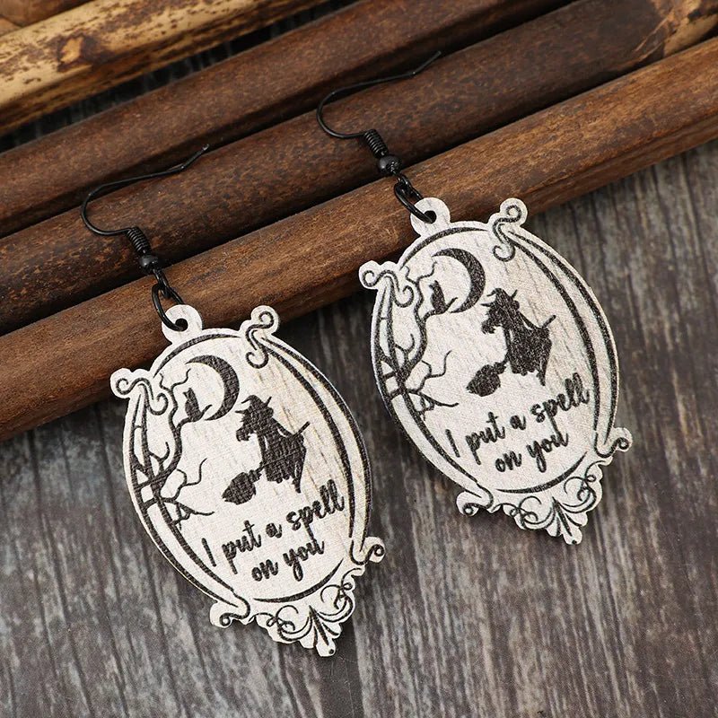 Crowned Energy CO. Black / One Size Trendsi EARINGS Witch Wooden Dangle Earrings