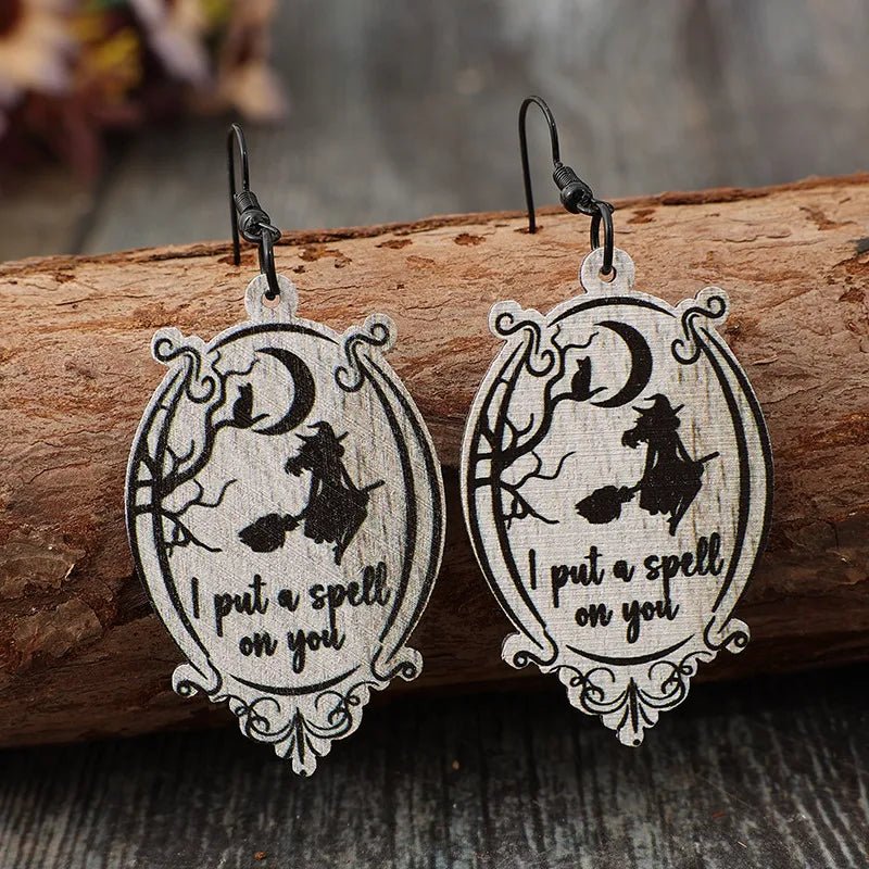 Crowned Energy CO. Black / One Size Trendsi EARINGS Witch Wooden Dangle Earrings