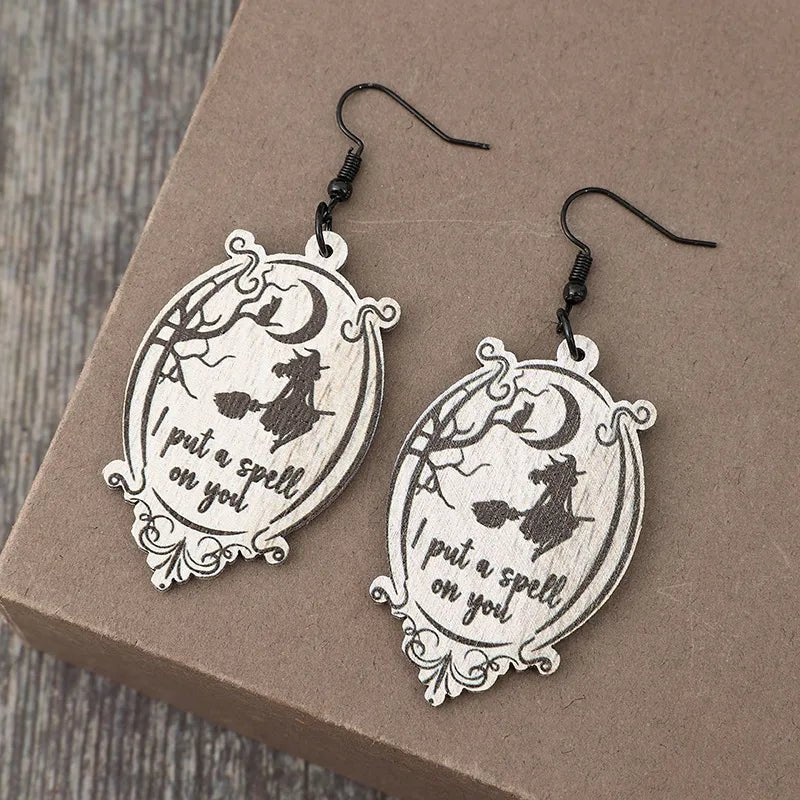 Crowned Energy CO. Black / One Size Trendsi EARINGS Witch Wooden Dangle Earrings