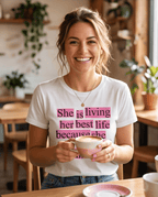 Women’s Christian Graphic Tee – Living Her Best Life - Crowned Energy CO.