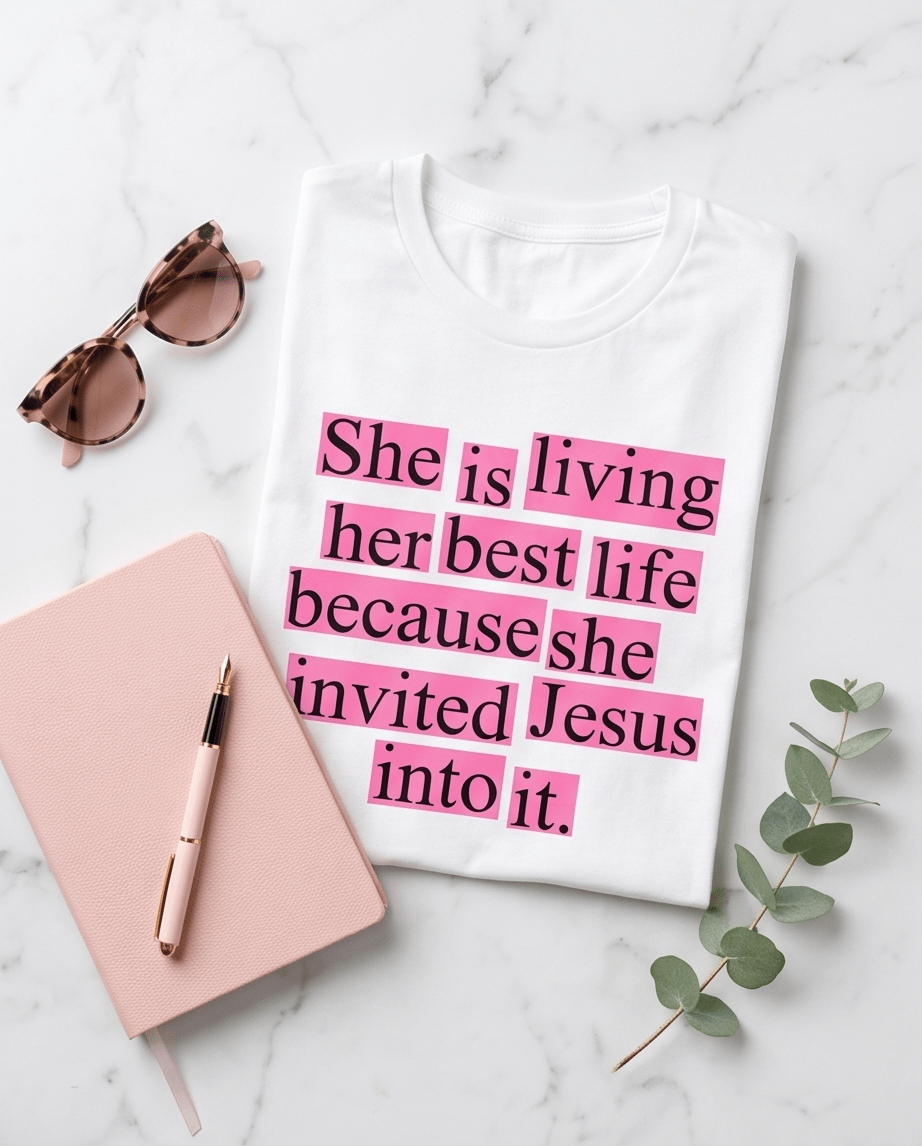 Women’s Christian Graphic Tee – Living Her Best Life - Crowned Energy CO.