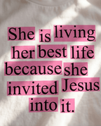 Women’s Christian Graphic Tee – Living Her Best Life - Crowned Energy CO.