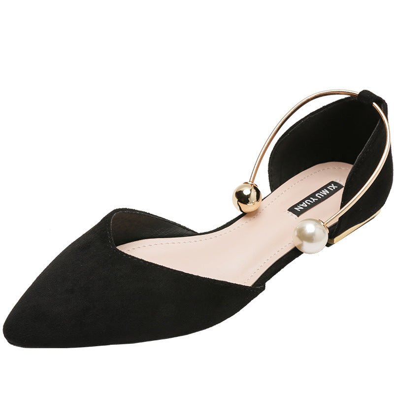 Women's Elegant Pearl Decor Point Toe Flats | ZAKAPOP - Crowned Energy CO.