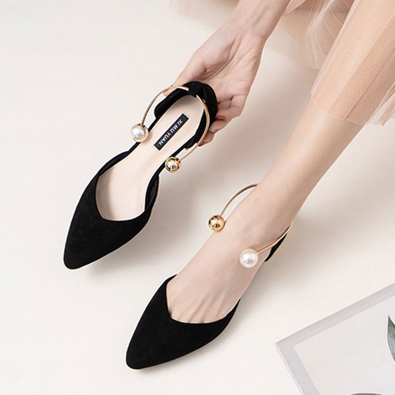 Women's Elegant Pearl Decor Point Toe Flats | ZAKAPOP - Crowned Energy CO.