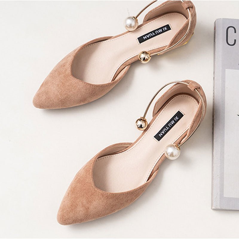 Women's Elegant Pearl Decor Point Toe Flats | ZAKAPOP - Crowned Energy CO.