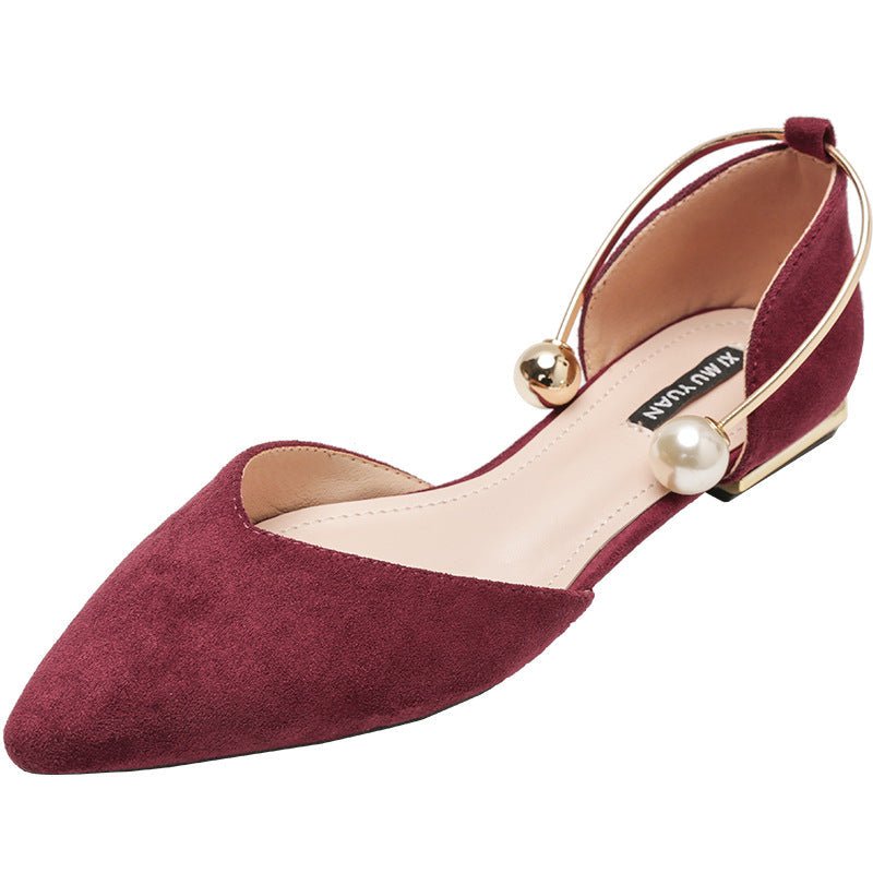 Women's Elegant Pearl Decor Point Toe Flats | ZAKAPOP - Crowned Energy CO.