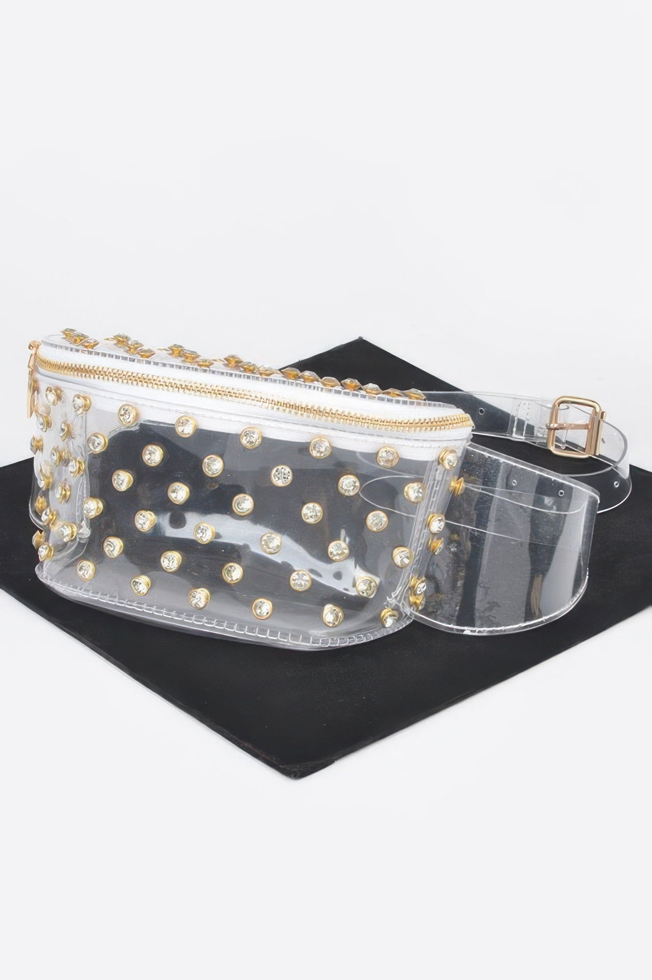 Crowned Energy CO. Clear Gold CCWHOLESALECLOTHING Fanny Pack Women's Rhinestone Mesh Fanny Pack