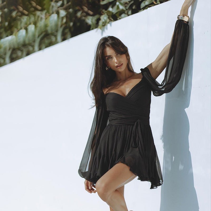 Crowned Energy CO. Black / L CCWHOLESALECLOTHING Dresses Women's Solid Color Slim Fit Short Dress