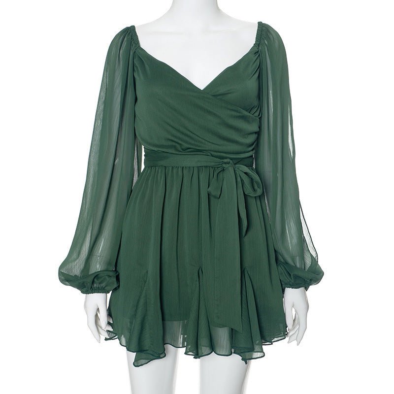 Crowned Energy CO. Green / L CCWHOLESALECLOTHING Dresses Women's Solid Color Slim Fit Short Dress