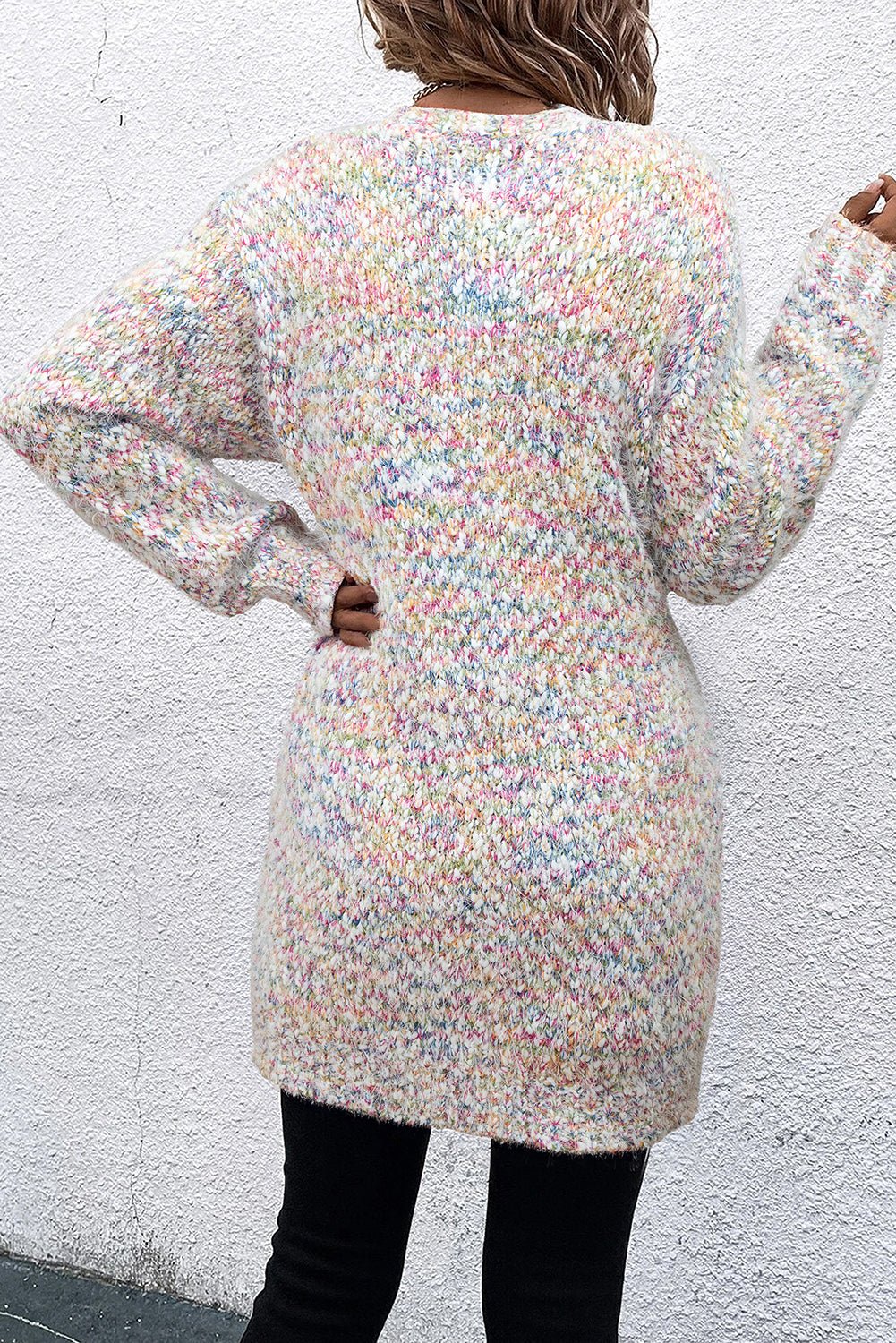 Yellow Multicolor Confetti Open Front Knit Cardigan - Crowned Energy CO.