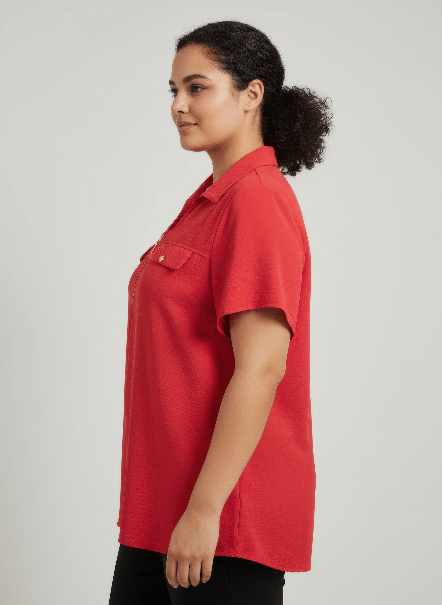 Zip - front Collared Utility Knit Top - Crowned Energy CO.