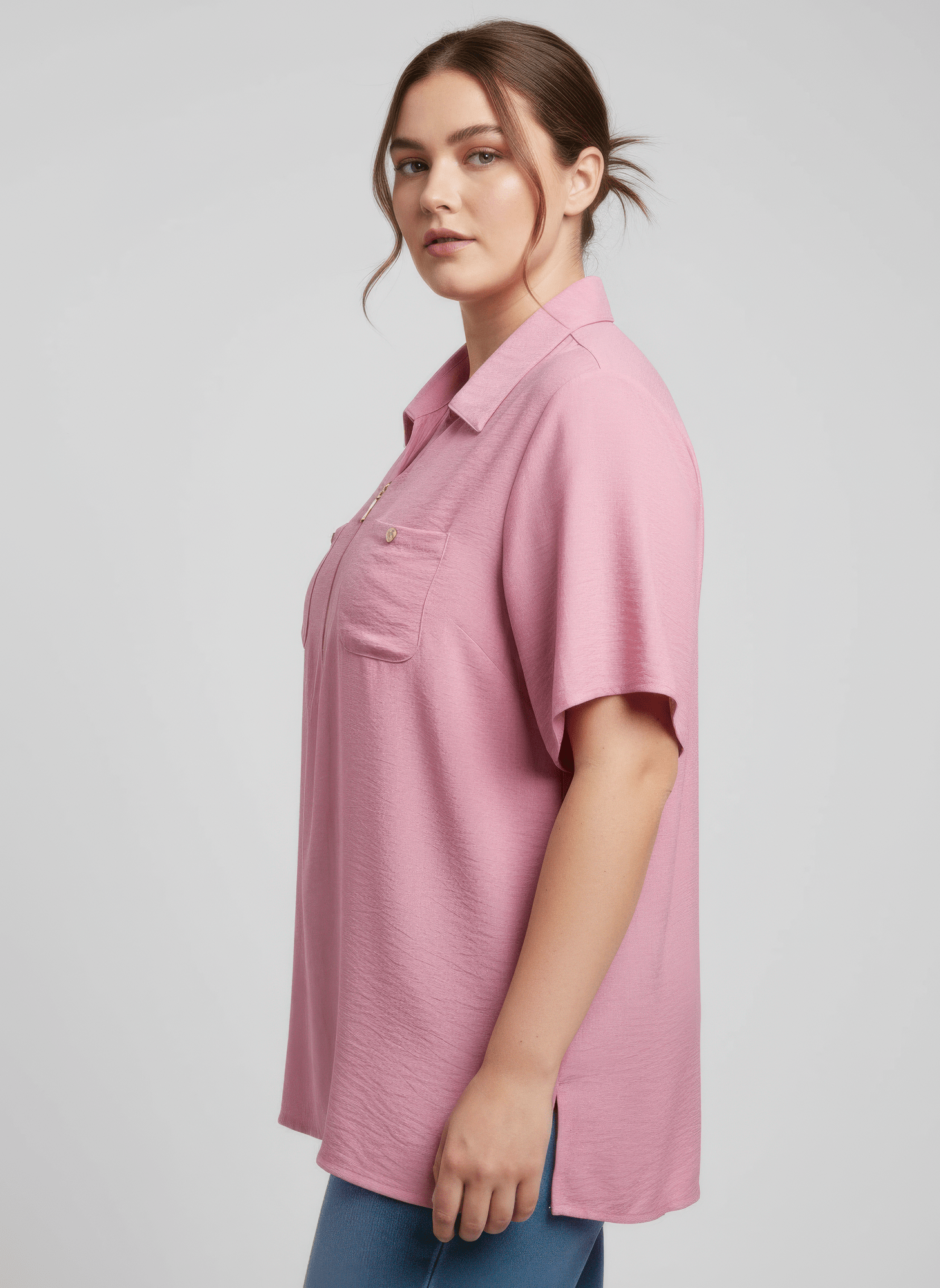 Zip - front Collared Utility Knit Top - Crowned Energy CO.