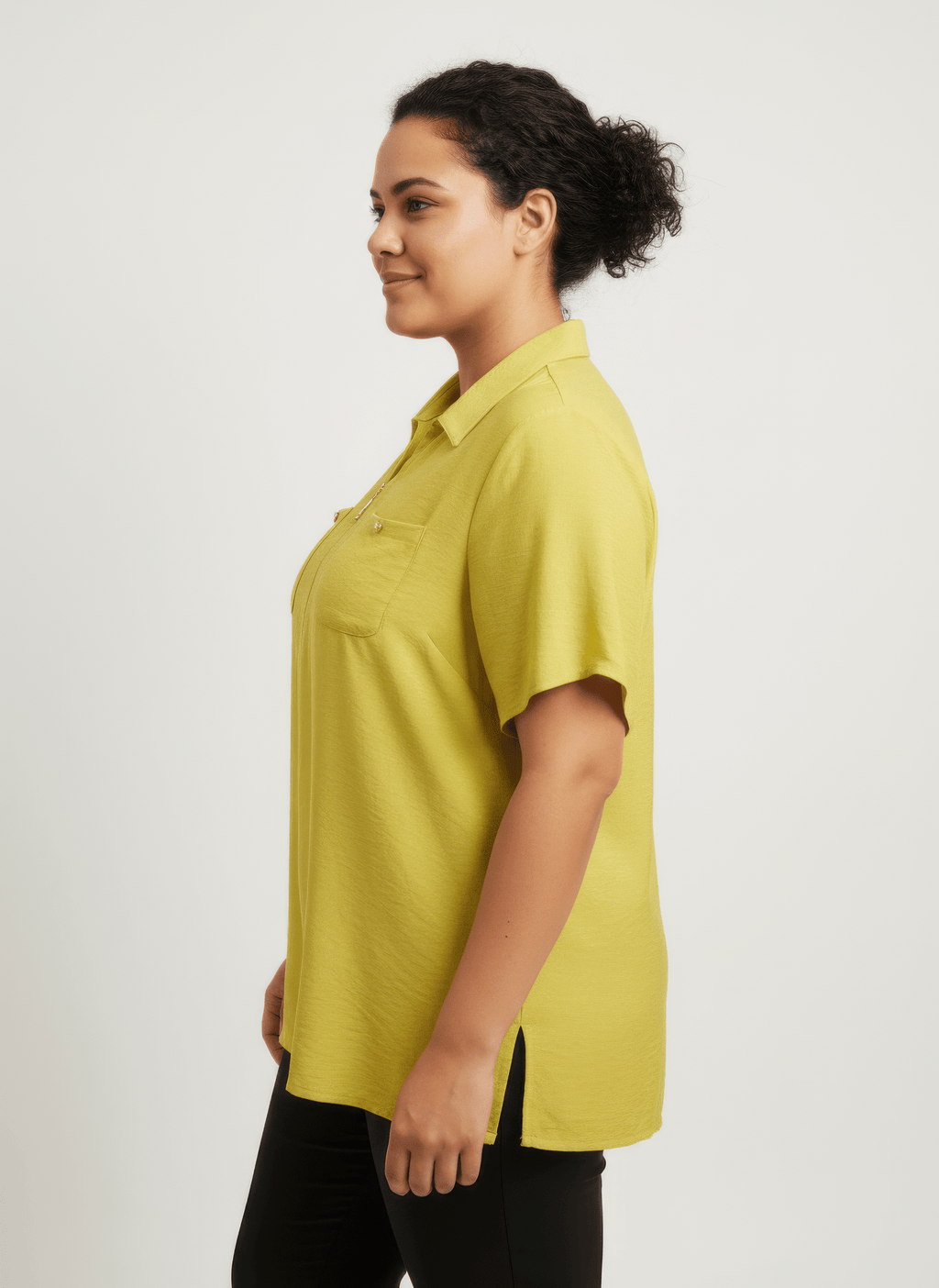 Zip - front Collared Utility Knit Top - Crowned Energy CO.