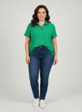 Zip Pocket Collared Knit Tunic Top - Crowned Energy CO.